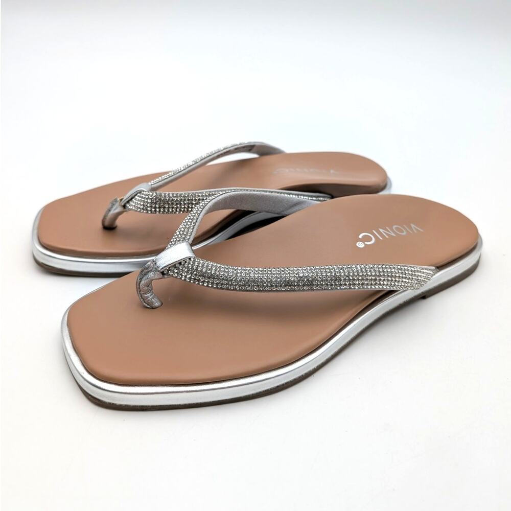 Vionic Vista Shine Flip Flop Sandals Open Toe Women's Silver Size US5 EU35